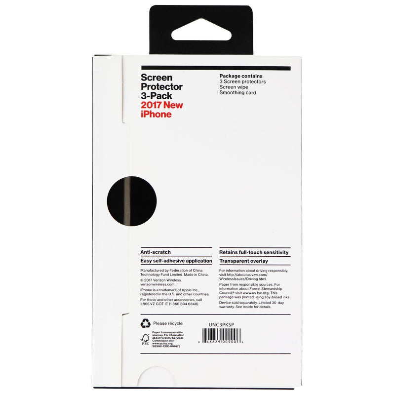 Verizon Screen Protector 3-Pack for Apple iPhone Xs / iPhone X - Clear - Verizon - Simple Cell Shop, Free shipping from Maryland!