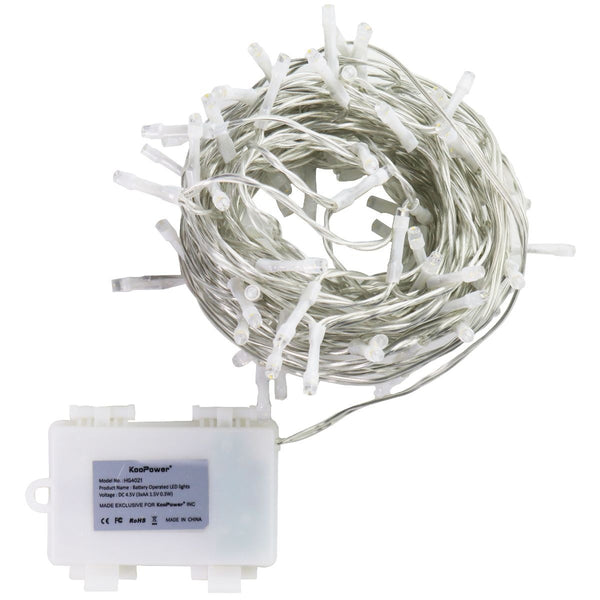 KooPower 36-Foot 100 LED Outdoor Battery Powered String Lights - Warm White - KooPower - Simple Cell Shop, Free shipping from Maryland!