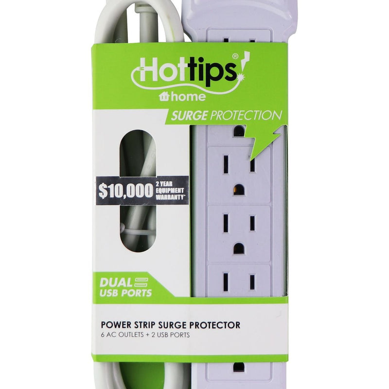 Hottips Home Surge Protection 6 AC Outlets & 2 USB Ports Power Strip - White - Hottips - Simple Cell Shop, Free shipping from Maryland!
