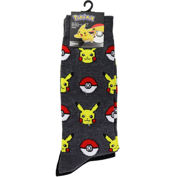Pokemon - Crew Socks - Size 10-13 (2-Count) - Black/Gray - Pokemon - Simple Cell Shop, Free shipping from Maryland!