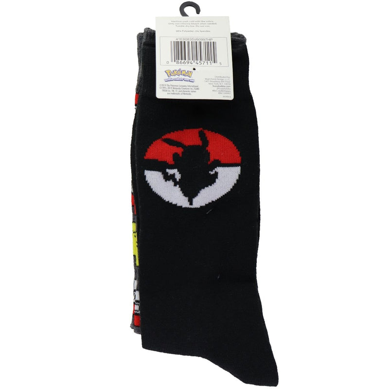Pokemon - Crew Socks - Size 10-13 (2-Count) - Black/Gray - Pokemon - Simple Cell Shop, Free shipping from Maryland!