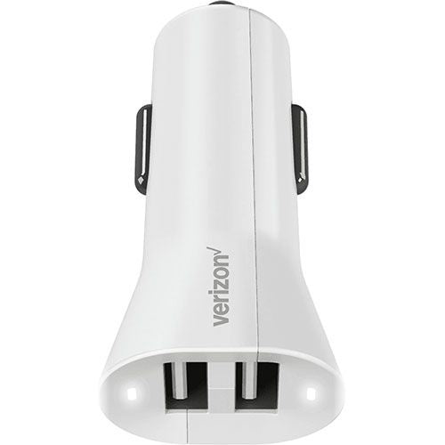 Verizon 24W 5-Volt / 4.8-Amp Dual USB Port Car Charger Adapter - White - Verizon - Simple Cell Shop, Free shipping from Maryland!
