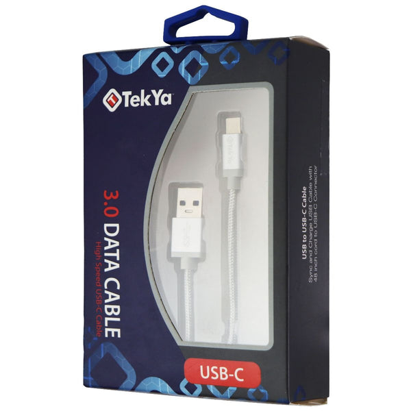 TekYa 4-Ft USB-C to USB Charge and Sync Braided Cable - Silver - TekYa - Simple Cell Shop, Free shipping from Maryland!
