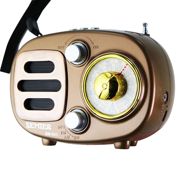 Semier Retro Rechargeable Bluetooth Speaker with AM and FM Radio - Gold - Semier - Simple Cell Shop, Free shipping from Maryland!