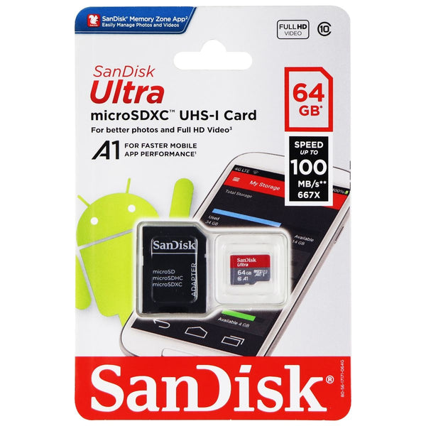 Sandisk Ultra 64GB microSDXC UHS-I Card 100MB/s (SDSQUNC-064G-AN6MA) - SanDisk - Simple Cell Shop, Free shipping from Maryland!