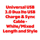 Unbrand Charge and Sync Cable for USB 3.0 Dual - White - Unbranded - Simple Cell Shop, Free shipping from Maryland!