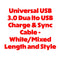Unbrand Charge and Sync Cable for USB 3.0 Dual - White - Unbranded - Simple Cell Shop, Free shipping from Maryland!