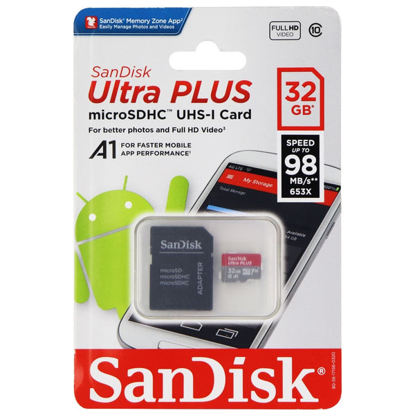 SanDisk Ultra Plus microSDHC UHS-1 Card with Adapter - 32GB / 98MB/s - SanDisk - Simple Cell Shop, Free shipping from Maryland!