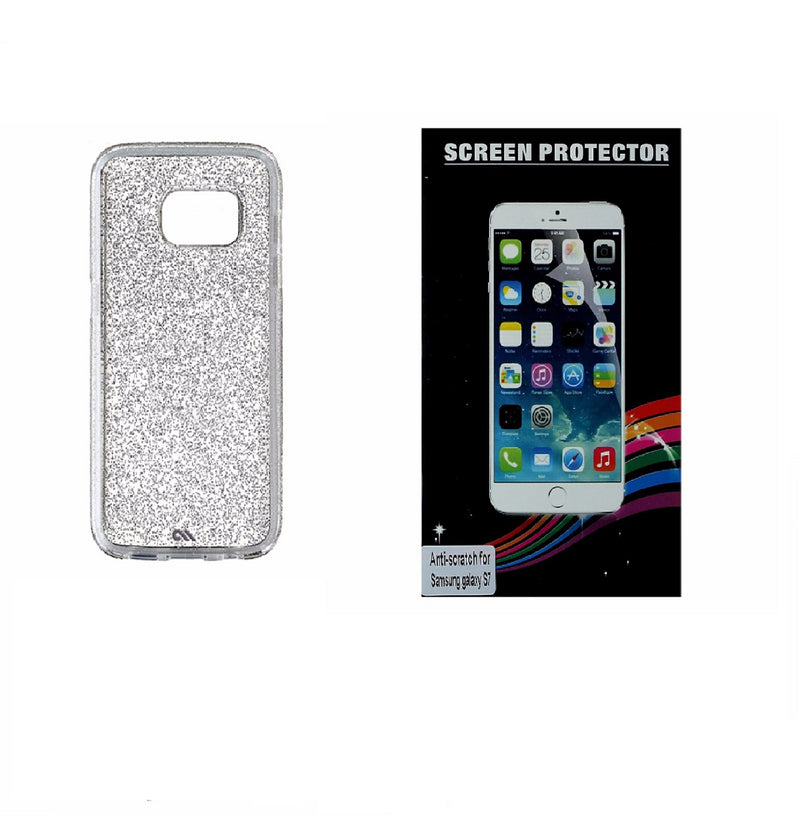 Screen Protector and Case-Mate Silver Glitter Case for Samsung Galaxy S7 - Case-Mate - Simple Cell Shop, Free shipping from Maryland!