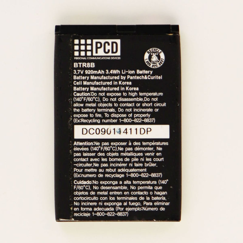 PCD Rechargeable 920mAh Battery (BTR8B) 3.7V for Pantech 8950 TXT8010 Escapade