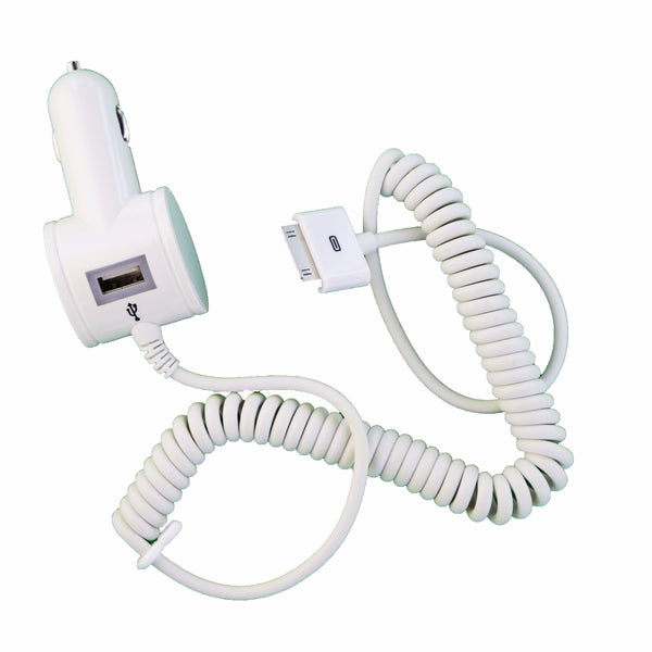 Qmadix (3.1A) 30-Pin Car Charger for Apple 1st Gen Devices - White - Qmadix - Simple Cell Shop, Free shipping from Maryland!