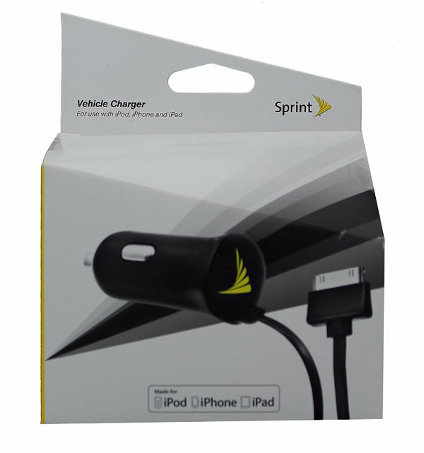 Sprint 3.5-foot Car Charger with 30-Pin Connector for Apple Devices - Black - Sprint - Simple Cell Shop, Free shipping from Maryland!