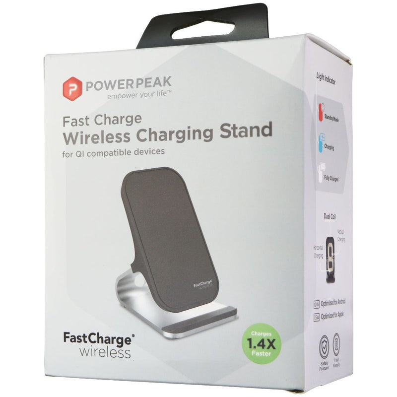 PowerPeak Fast Charge Wireless Qi Charging Stand - Black/Silver - PowerPeak - Simple Cell Shop, Free shipping from Maryland!