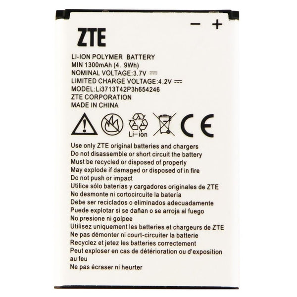 ZTE Li-ion Polymer 1300mAh Battery (Li3713T42P3h654246) 3.7V for Whirl Z660G - ZTE - Simple Cell Shop, Free shipping from Maryland!