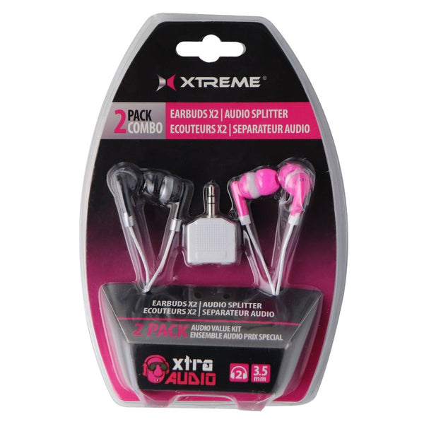 Xtreme (2 PACK) Earbuds (1xBlack / 1xPink) 3.5mm