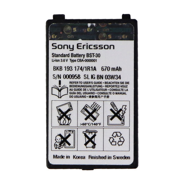 Sony Ericsson Standard 670mAh Battery (BST-30) OEM - Sony - Simple Cell Shop, Free shipping from Maryland!