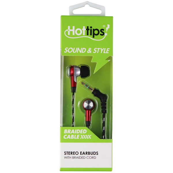 Hottips Sound & Style 4ft. Stereo Earbuds with Nylon Braided Cord - Red - Hottips - Simple Cell Shop, Free shipping from Maryland!
