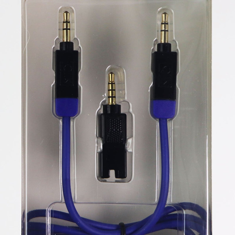 GiiK 3ft. Stereo Aux 3.5mm Cable and Microphone Adapter (GKM2M3MIC) - Black/Blue - GiiK - Simple Cell Shop, Free shipping from Maryland!