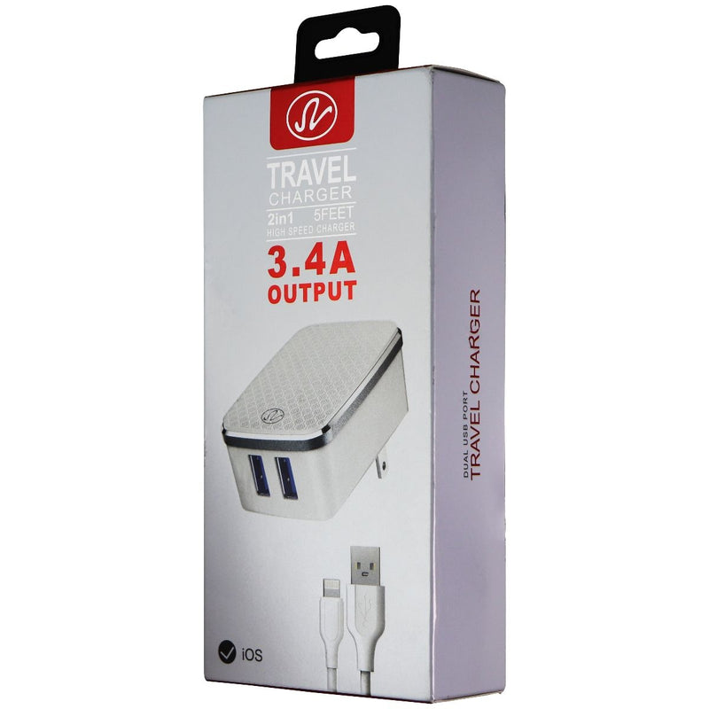 NEM (3.4A) Dual USB Wall Charger with 5-Ft Cable for iPhones - White - NEM - Simple Cell Shop, Free shipping from Maryland!