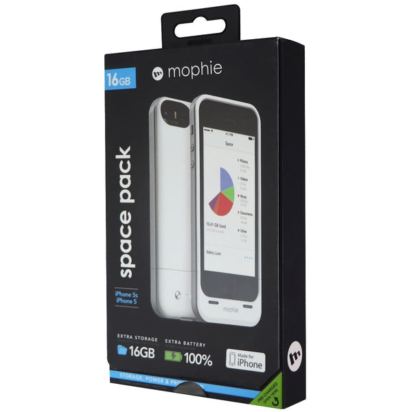 mophie Space Pack Extra 16GB Storage Case for iPhone SE / 5s / 5 - White - Mophie - Simple Cell Shop, Free shipping from Maryland!