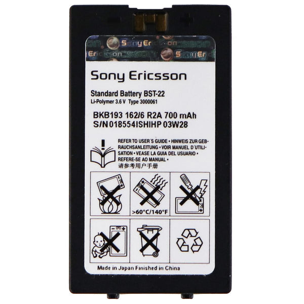 Sony Ericsson Standard Rechargeable 700mAh Battery (BST-22) OEM - Sony - Simple Cell Shop, Free shipping from Maryland!