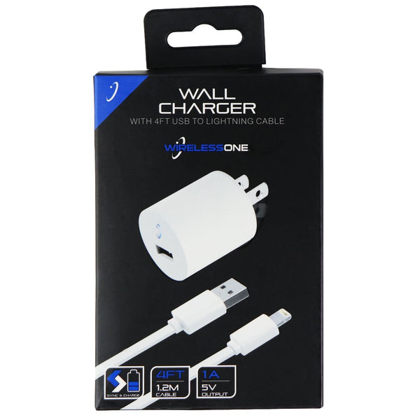 Wireless One (5V/1A) Single USB Wall Charger and 4-Ft Cable for Apple - White - Wireless One - Simple Cell Shop, Free shipping from Maryland!