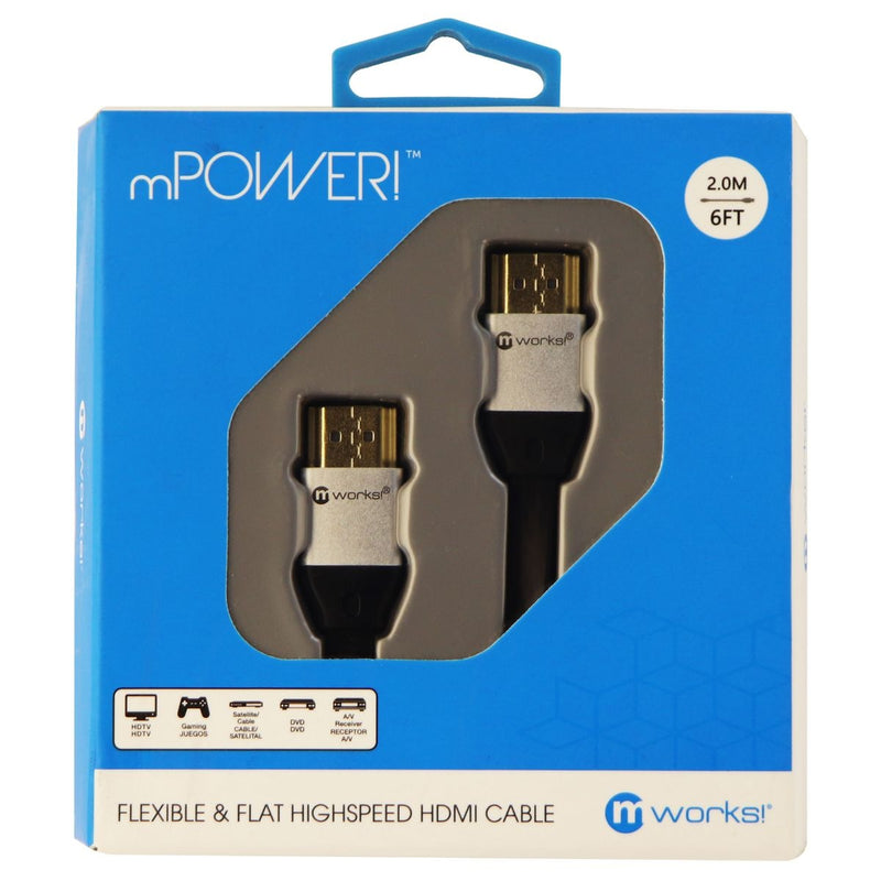 mWorks! mPower! 6-Foot Flexible and Flat High Speed HDMI Cable - Black - mWorks! - Simple Cell Shop, Free shipping from Maryland!
