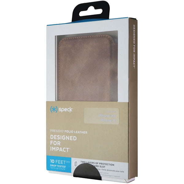 Speck Presidio Folio Leather Case for iPhone Xs/X - Saddle Brown/Light Gray - Speck - Simple Cell Shop, Free shipping from Maryland!