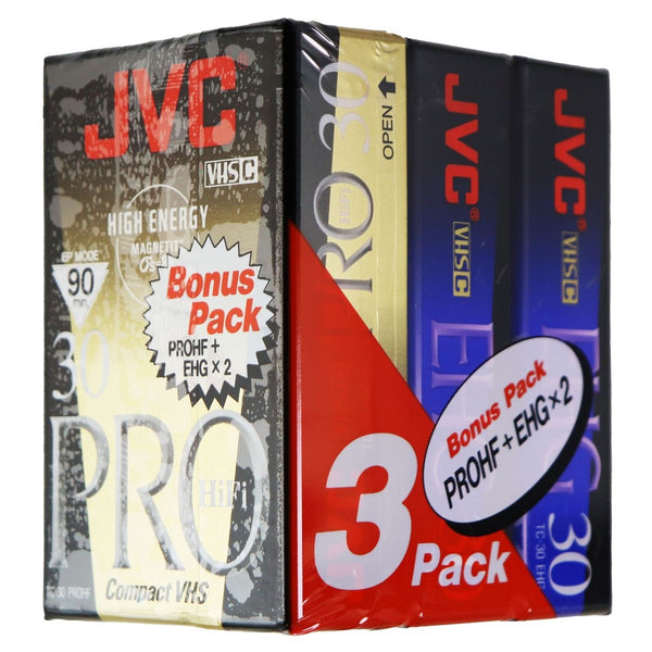 JVC Blank (VHS C) Compact Tapes 3 pack ProHF and 2 EHG - JVC - Simple Cell Shop, Free shipping from Maryland!