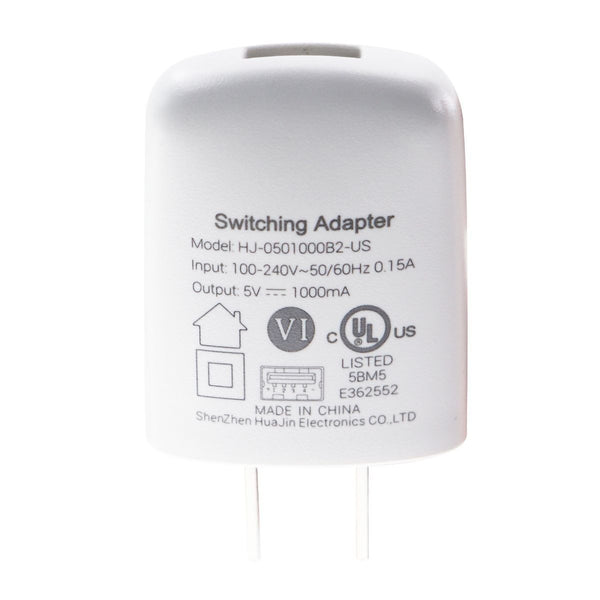 5V - 1A Single USB Wall Charger/Adapter (HJ-0501000B2-US) - White - Unbranded - Simple Cell Shop, Free shipping from Maryland!