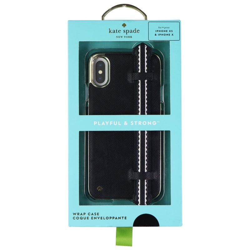 Kate Spade Wrap Strap Case for Apple iPhone Xs/X - Scallop Black Saffiano/Gold - Kate Spade - Simple Cell Shop, Free shipping from Maryland!
