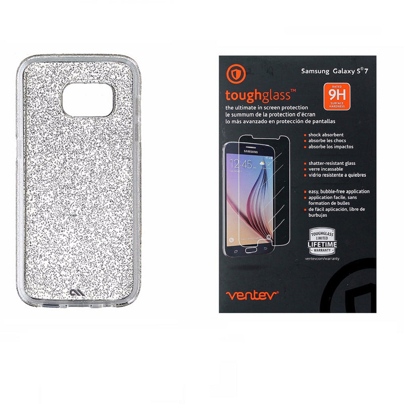 Case-Mate Silver Glitter Case + Ventev Screen Protector for Samsung Galaxy S7 - Case-Mate - Simple Cell Shop, Free shipping from Maryland!