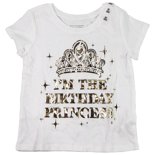 The Childrens Place - T-Shirt Toddler (2T) - White/Gold Birthday Princess