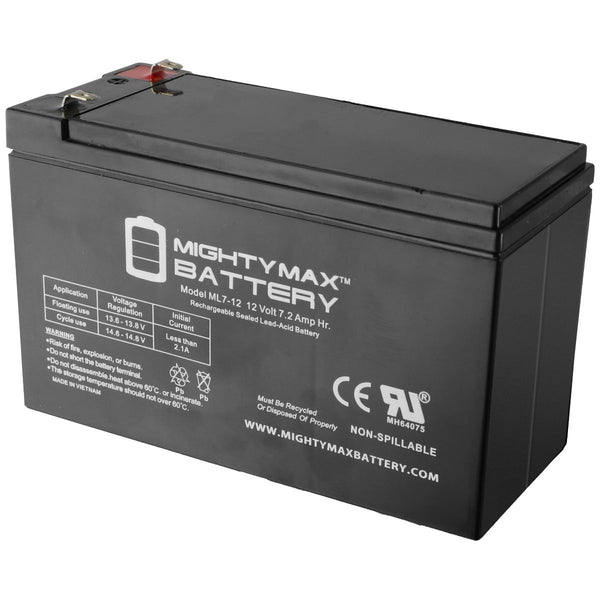 MightyMax ML7-12 - 12 Volt 7.2 AH, F1 Terminal, Rechargeable SLA AGM Battery - MightyMax - Simple Cell Shop, Free shipping from Maryland!