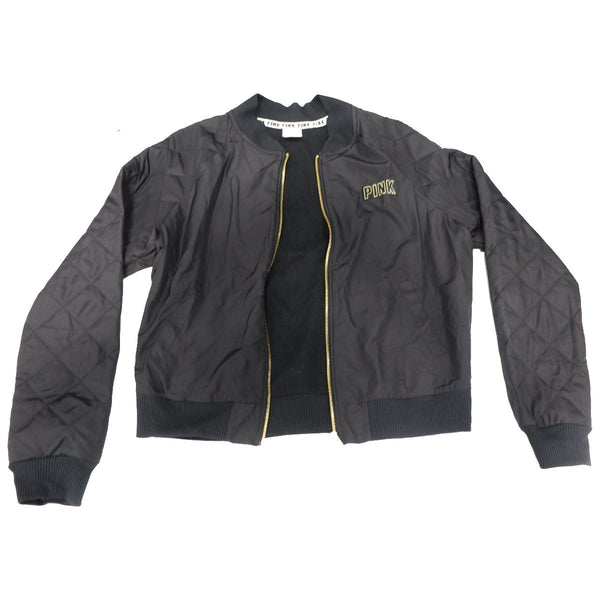 Victorias Secret PINK Varsity Jacket - Black/Gold - XS Extra Small - Victorias Secret - Simple Cell Shop, Free shipping from Maryland!