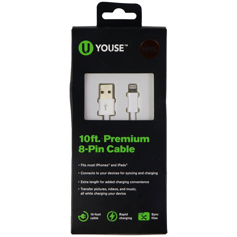 UYouse (10-Foot) USB Charge and Sync Cable for iPhone/iPad - White - UYouse - Simple Cell Shop, Free shipping from Maryland!