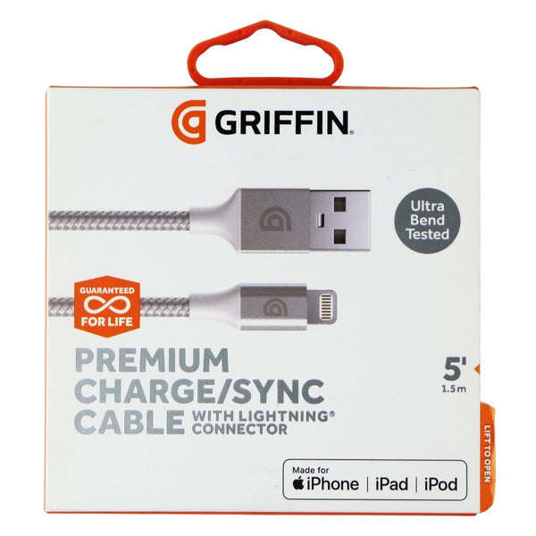 Griffin Premium Braided USB-A to 8-Pin Cable - 5 Feet, Silver (GC43430) - Griffin - Simple Cell Shop, Free shipping from Maryland!