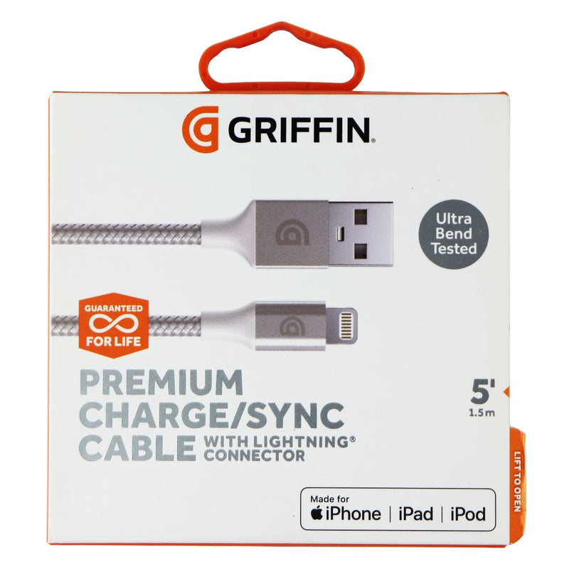 Griffin Premium Braided USB-A to 8-Pin Cable - 5 Feet, Silver (GC43430) - Griffin - Simple Cell Shop, Free shipping from Maryland!