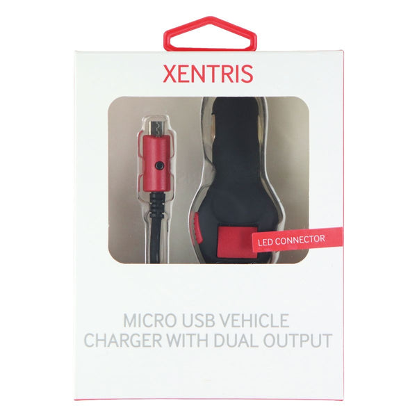 Xentris Micro USB Vehicle Charger with Dual Output and LED Light - Black / Red - Xentris Wireless - Simple Cell Shop, Free shipping from Maryland!