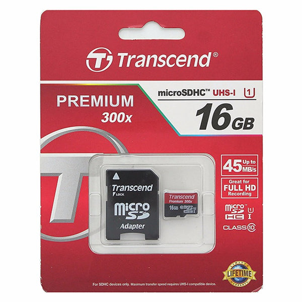 Transcend 16GB Class 10 MicroSDHC Memory Card and Adapter - Transcend - Simple Cell Shop, Free shipping from Maryland!