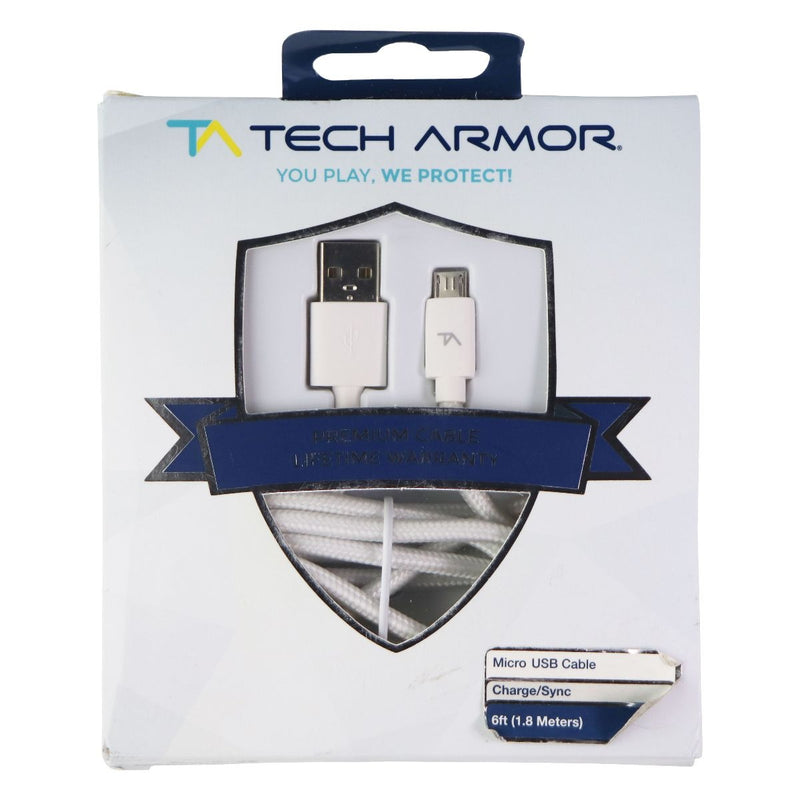 Tech Armor 6-Foot Charge & Sync Micro-USB Braided Cable - White - Tech Armor - Simple Cell Shop, Free shipping from Maryland!
