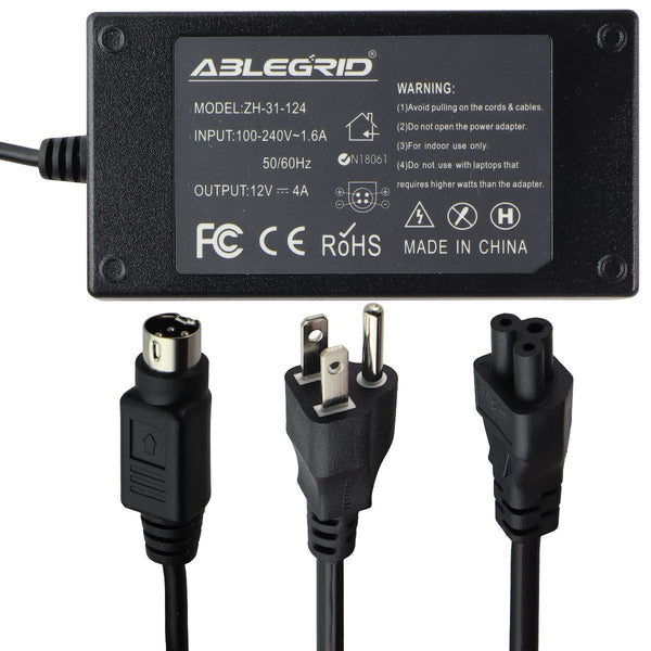 Ablegrid (12V/4A/48W) AC/DC Power Adapter Wall Charger - Black (ZH-31-124) - Ablegrid - Simple Cell Shop, Free shipping from Maryland!