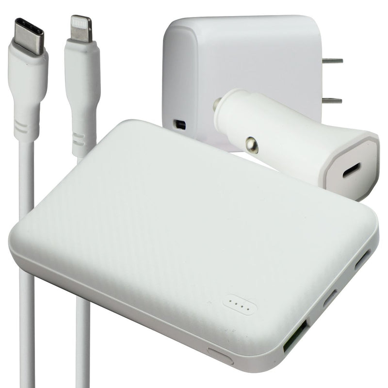 S. Simple Travel Kit with Lightning to USB-C Cable, Car & Wall Charger - White - S. Simple - Simple Cell Shop, Free shipping from Maryland!