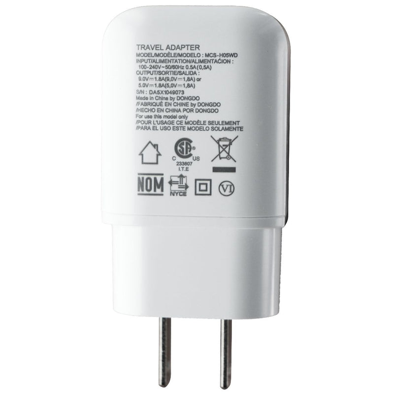 LG Fast Charge (5V/9V) Single USB Wall Charger/Adapter - White (MCS-H05W/ED) - LG - Simple Cell Shop, Free shipping from Maryland!