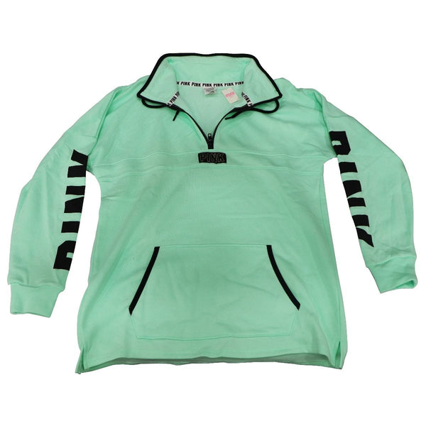 Victorias Secret PINK Varsity Quarter Zip Mock Collar (Small)  - Mint Aqua Green - Victorias Secret - Simple Cell Shop, Free shipping from Maryland!