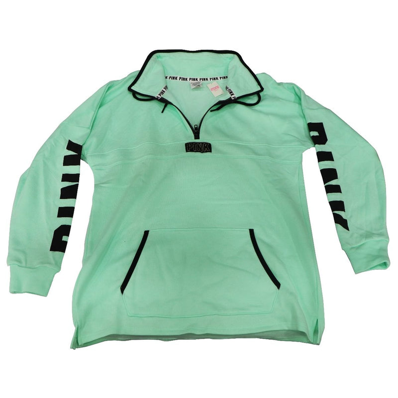 Victorias Secret PINK Varsity Quarter Zip Mock Collar (Small)  - Mint Aqua Green - Victorias Secret - Simple Cell Shop, Free shipping from Maryland!