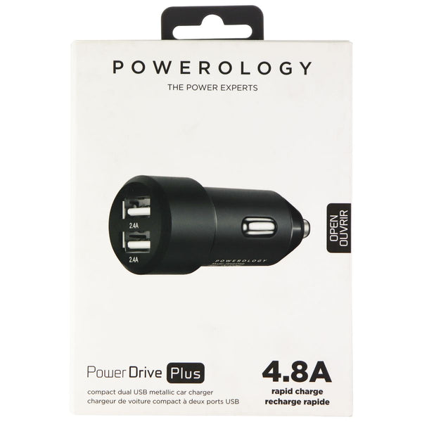 Powerology PowerDrive Plus Compact Dual USB Metallic Car Charger - Black - Powerology - Simple Cell Shop, Free shipping from Maryland!