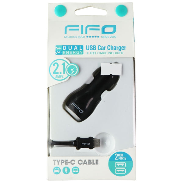 FIFO Dual USB (2.1A) Car Charger and 4-Ft USB-C Cable - Black - FIFO - Simple Cell Shop, Free shipping from Maryland!