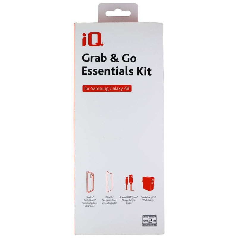 iQ Grab & Go Essentials Case, Screen & Charger for Galaxy A8 - Clear Case/Glass - iQ - Simple Cell Shop, Free shipping from Maryland!