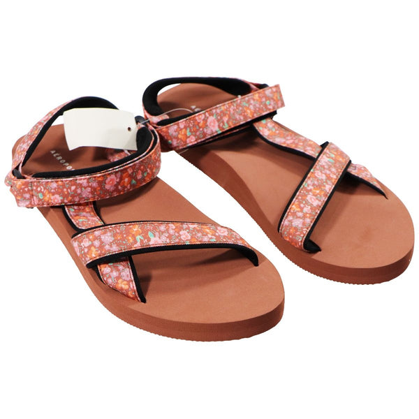 AEROPOSTALE Velcro Strap Floral Sandals - Red Floral (Size: US 10)